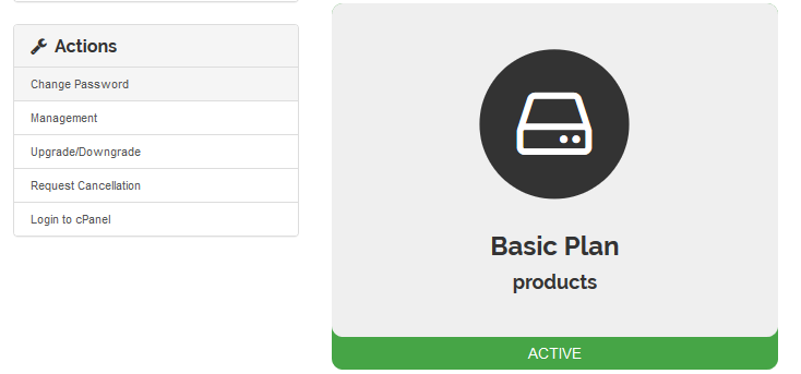 Hosting Product - View Actions Associated